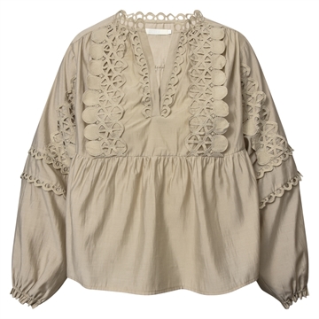 GOSSIA KaiaGO Lace Blouse G1378 Sand skjortebluse 